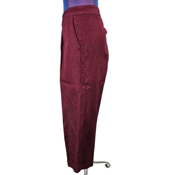 Talbots Signature Burgundy Linen Blend Cropped Pants‎ Size 16 Women's L59 - Picture 6 of 11